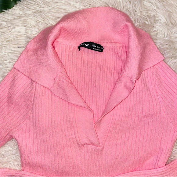 SHEIN Pink Cropped Long Sleeve Top Medium - Picture 8 of 9